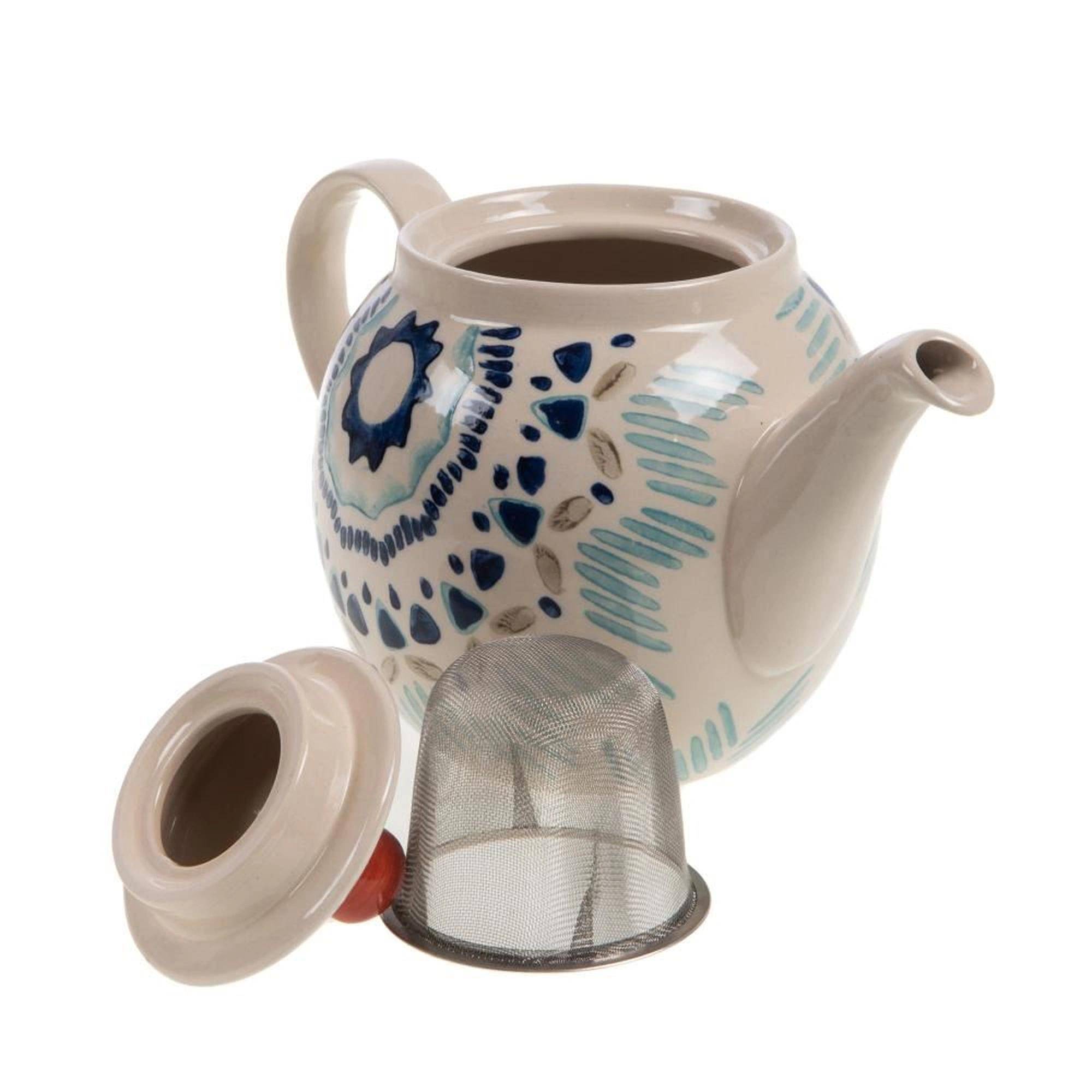 Théière infuseur Keola grès décoré L.14 cm l.23 cm H.15.5 cm - Amadeus - Imagen 2
