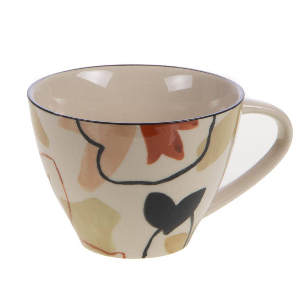 Tasse à thé grès décoré L.11 cm l.15 cm H.8.5 cm - Amadeus