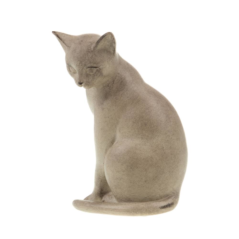 Chat assis décoration résine beige L.10 cm l.9 cm H.17 cm - Amadeus