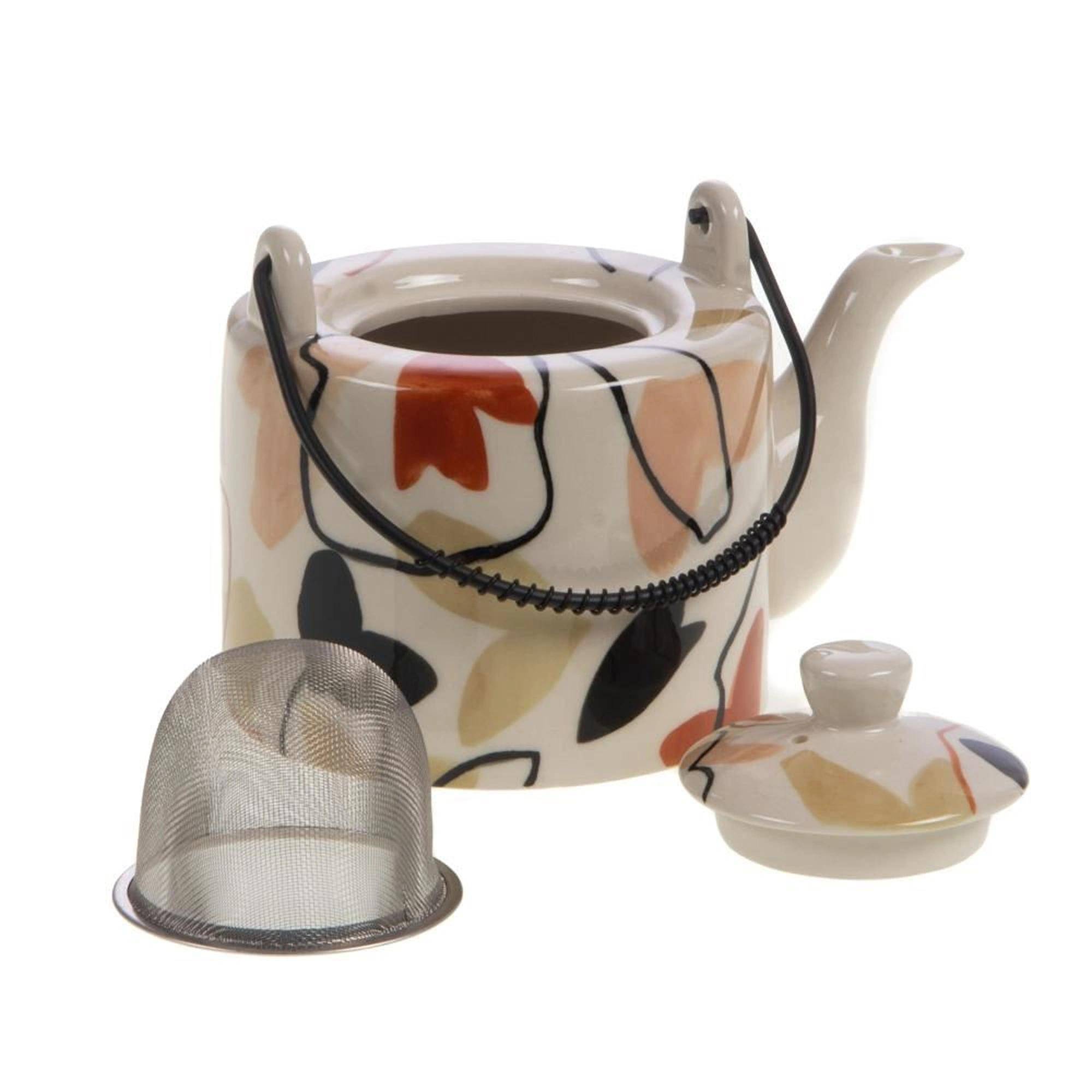 Théière infuseur grès décoré L.12 cm l.18 cm H.19 cm - Amadeus - Image 3