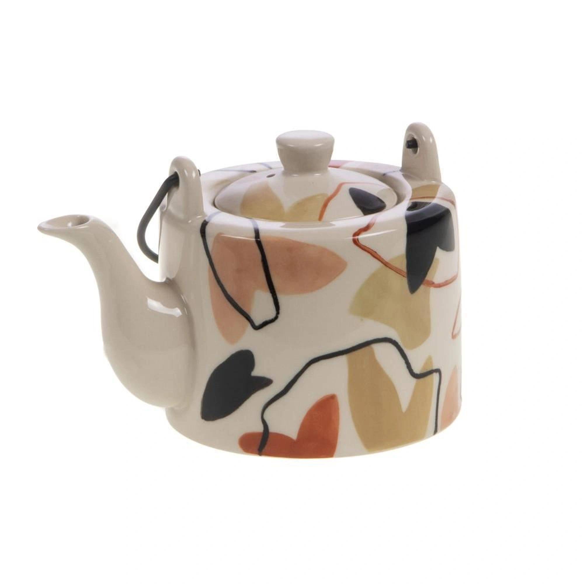 Théière infuseur grès décoré L.12 cm l.18 cm H.19 cm - Amadeus - Image 1
