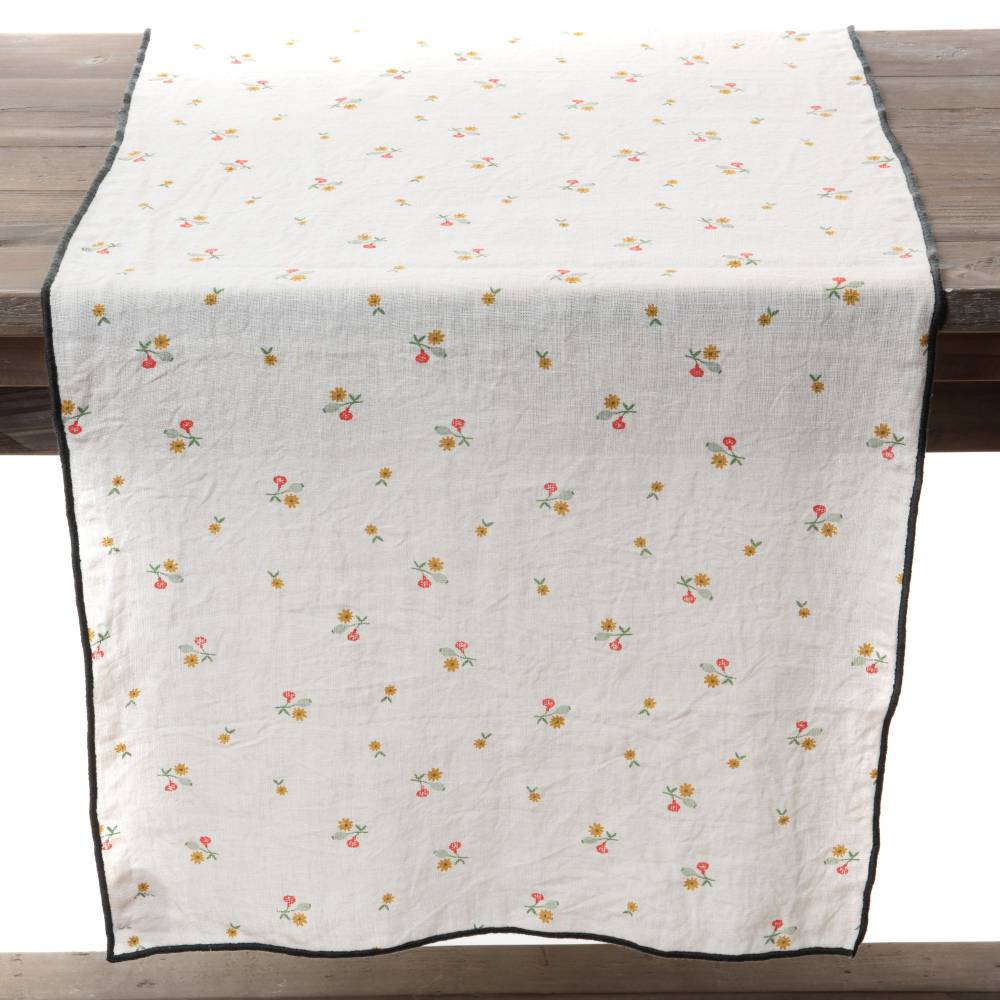 Chemin de table en lin blanc L.45 cm l.2 cm H.150 cm