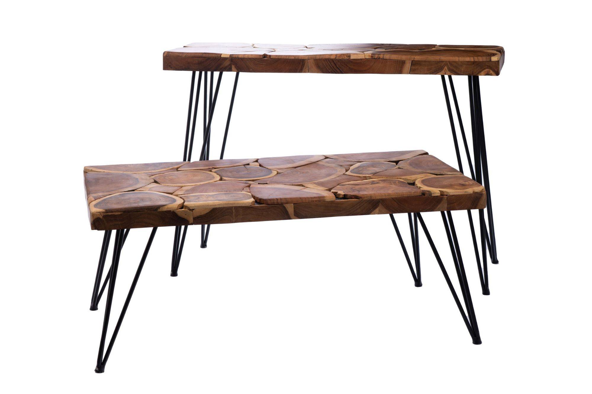 Table basse rectangulaire bois foncé pieds métal L.110 cm l.60 cm H.45 cm - Hellin - Imagen 3