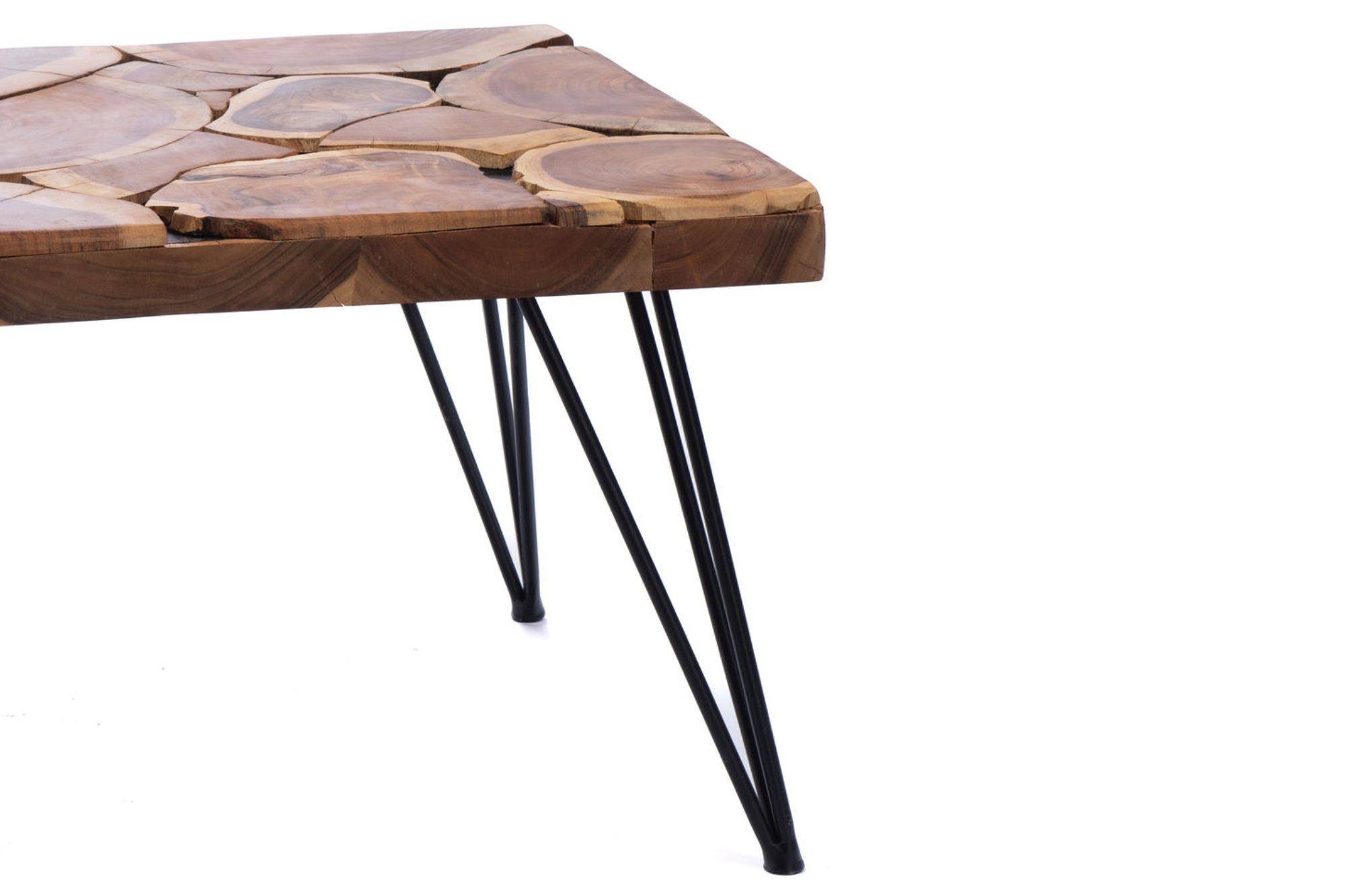 Table basse rectangulaire bois foncé pieds métal L.110 cm l.60 cm H.45 cm - Hellin - Imagen 4