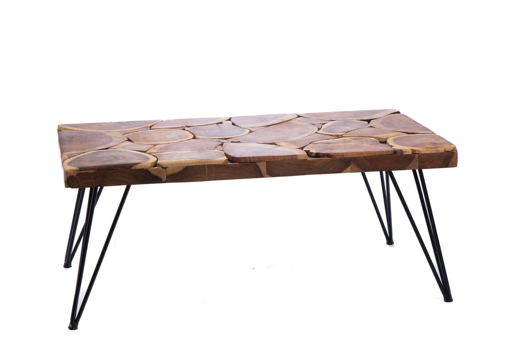 Table basse rectangulaire bois foncé pieds métal L.110 cm l.60 cm H.45 cm - Hellin - Imagen 1