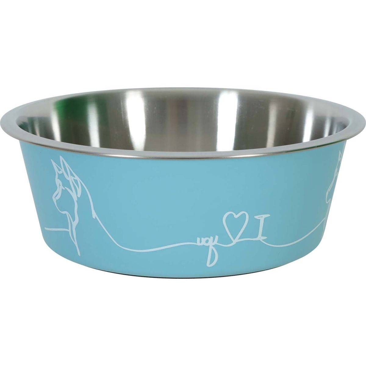 Écuelle antidérapante inox bleu Ø17.8 cm H.7.1 cm Love dog - Zolux - Imagen 1