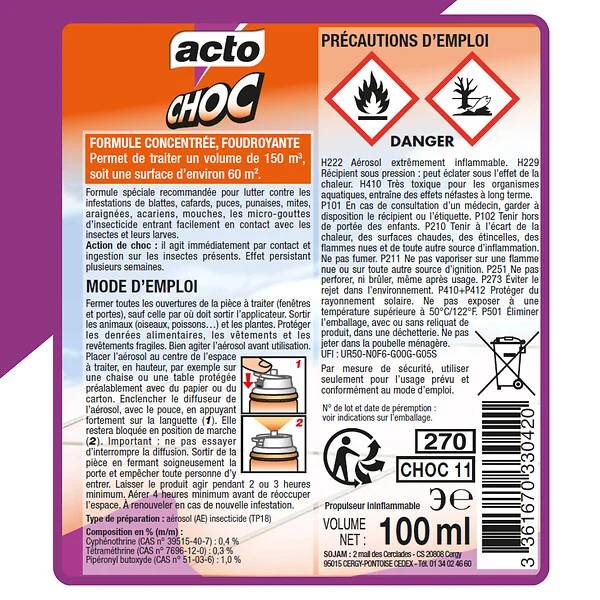 Anti Insecte Polyvalent Diffuseur Continu 100 ml - ACTO - Imagen 5
