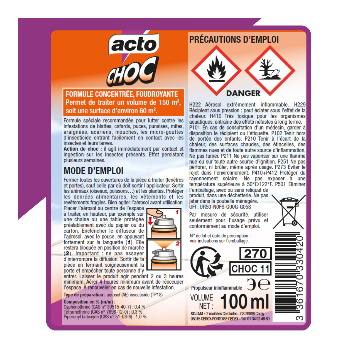 Anti Insecte Polyvalent Diffuseur Continu 100 ml - ACTO - Imagen 6