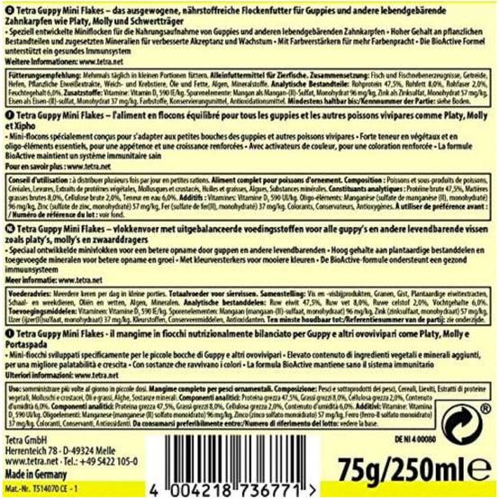 Aliment pour guppies mini flocons 250 ml - TETRA - Image 1