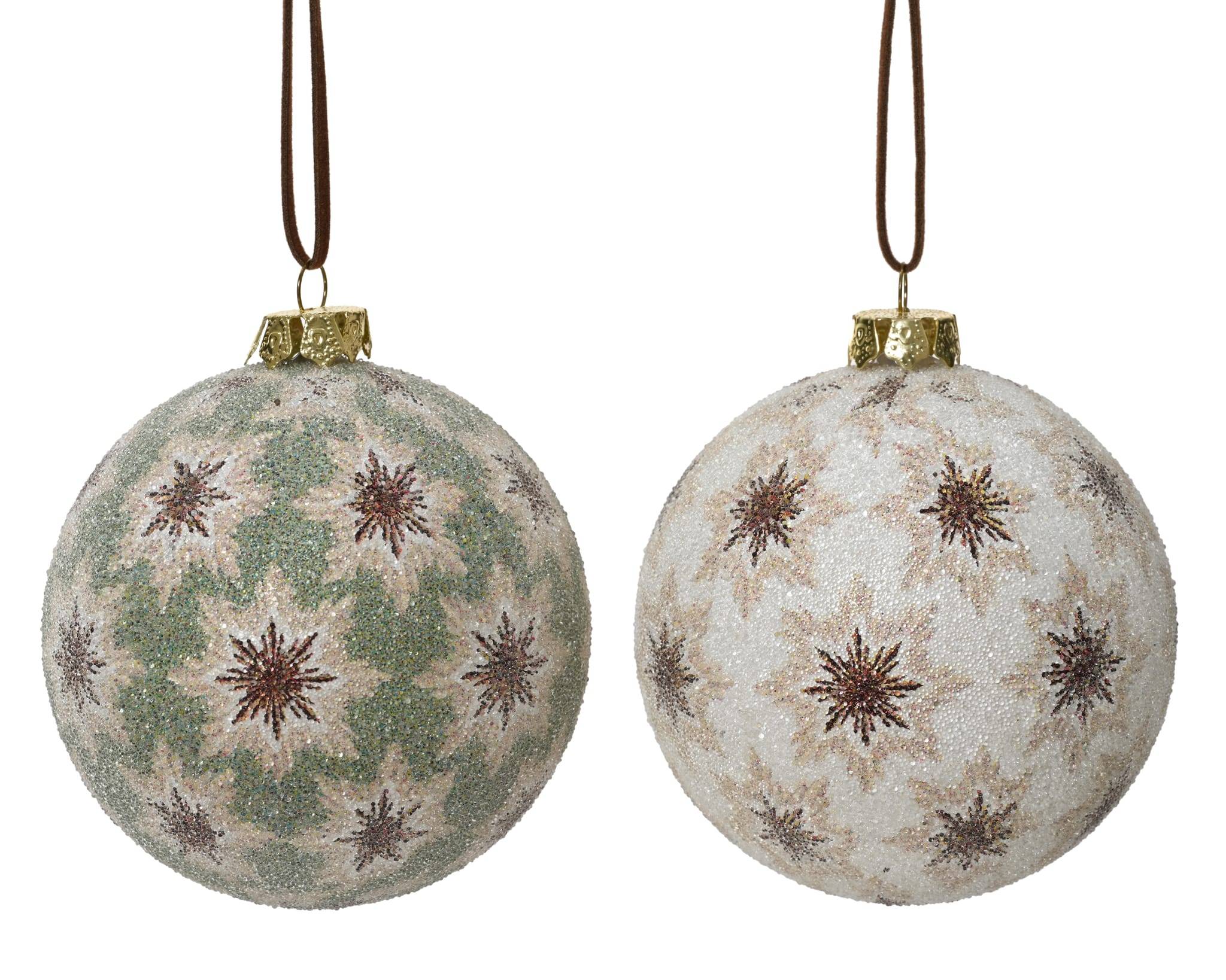 Boule De Noël Sapin Mousse Polymer Beige Vert 2 Assortiments - Image 2