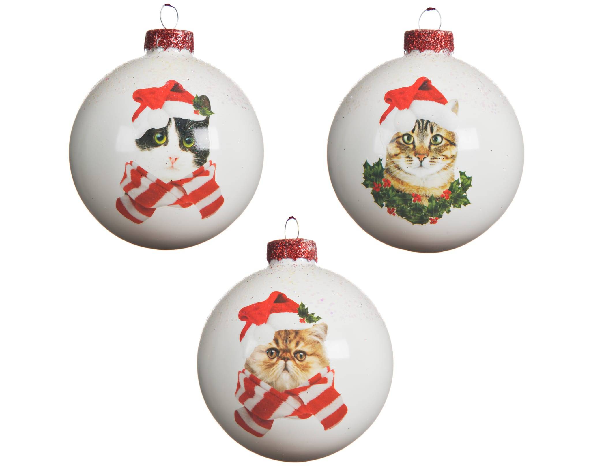 Boule De Noël Tête Chat Verre Assortiment - Image 2