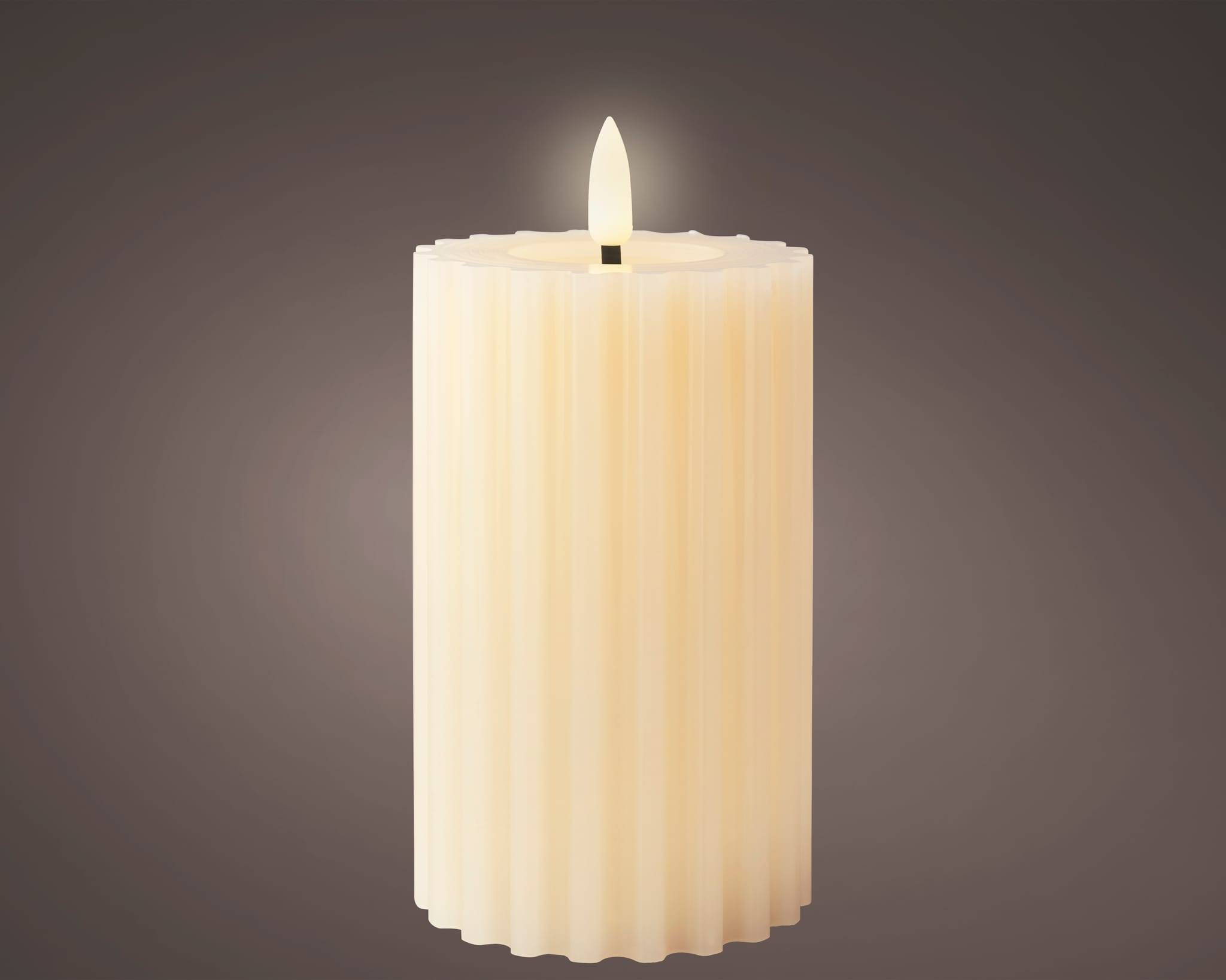 Bougie LED Striée Écru - Image 1