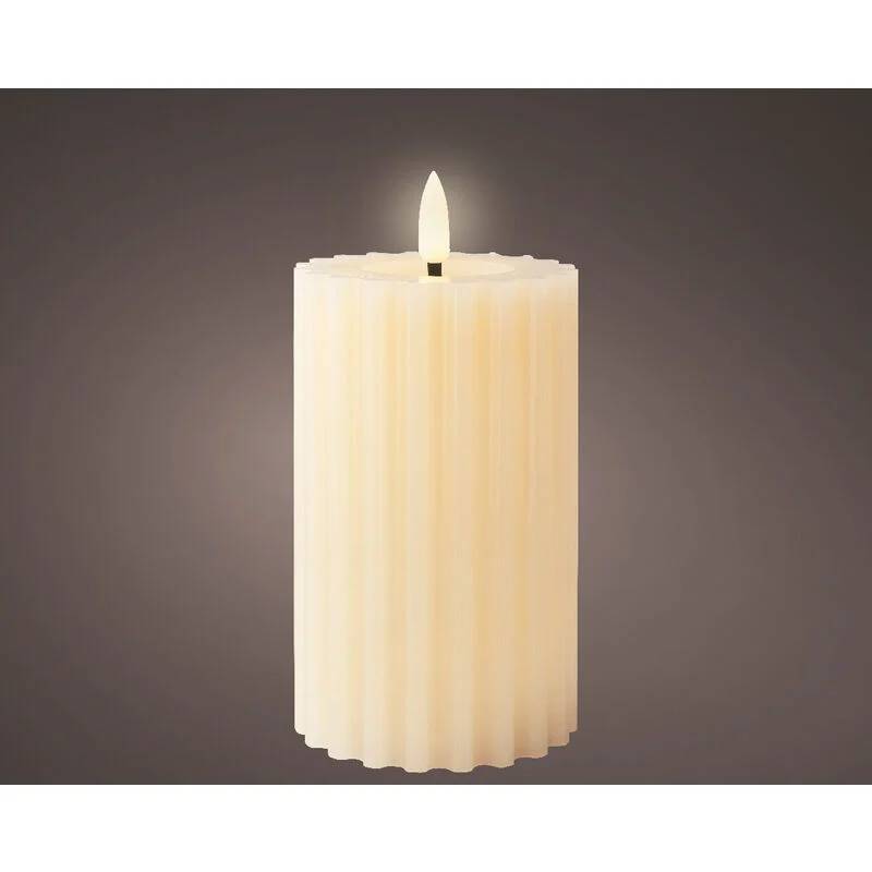 Bougie LED Striée Écru - Image 7