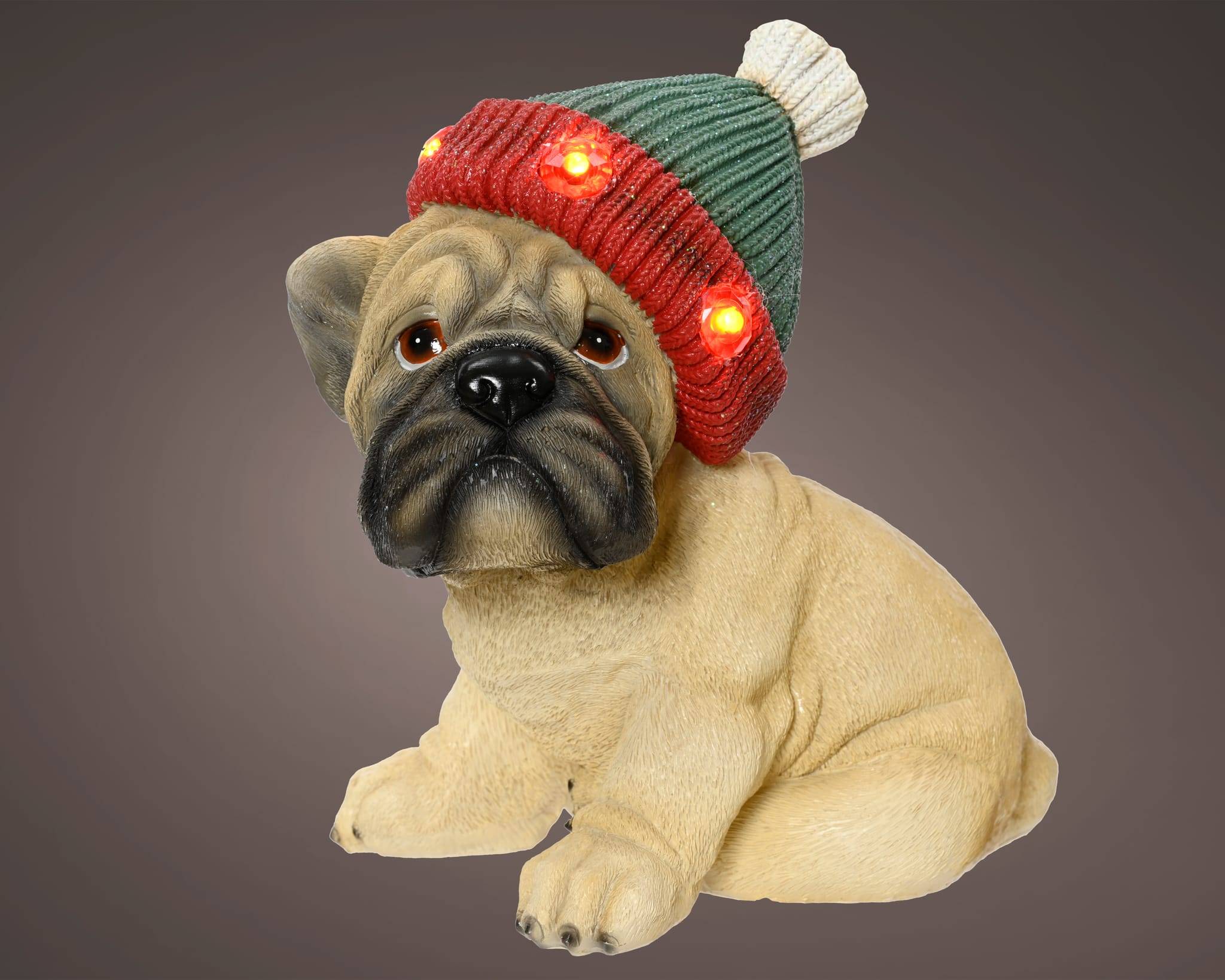 Motif Extérieur Chien Bulldog Polyresine LED Bonnet - Imagen 2