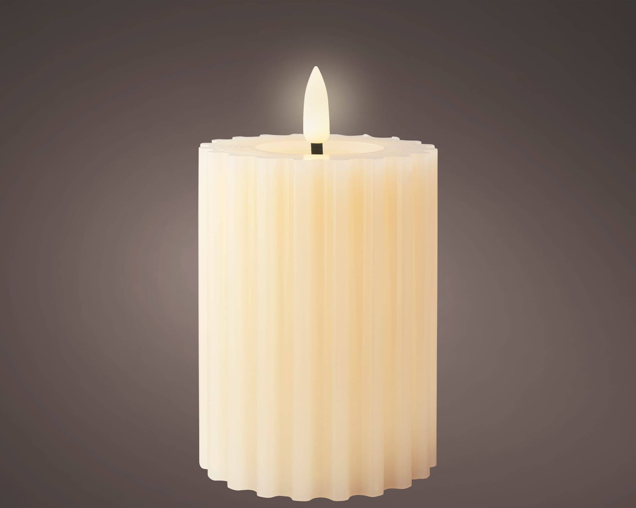 Bougie LED Striée Écru – - Image 2