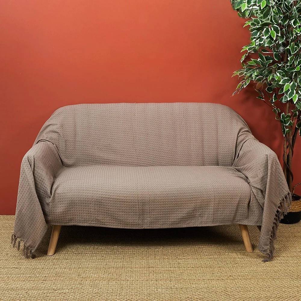 Jeté de canapé coton ivoire 170 x 250 cm THE HOME DECO FACTORY