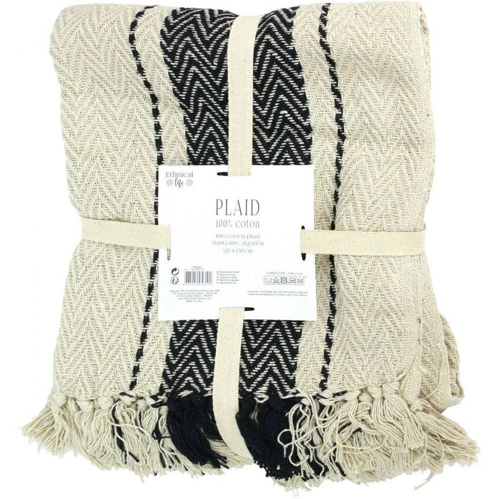 Plaid berbère rayures coton 120 x 150 cm – THE HOME DECO FACTORY - Image 3