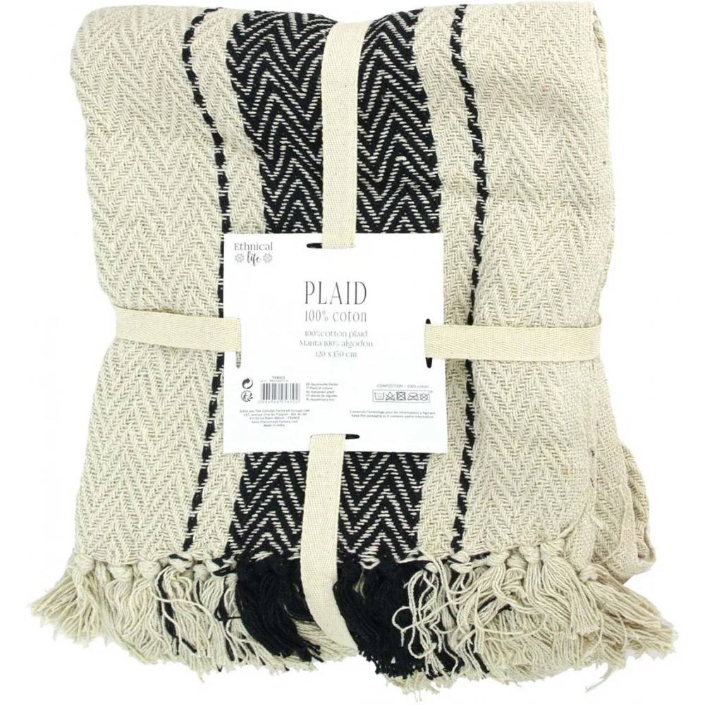 Plaid berbère rayures coton 120 x 150 cm – THE HOME DECO FACTORY - Image 5