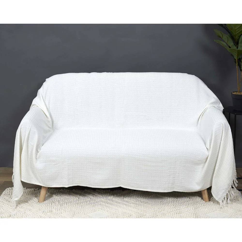 Jeté de canapé coton ivoire 170 x 250 cm THE HOME DECO FACTORY - Image 6
