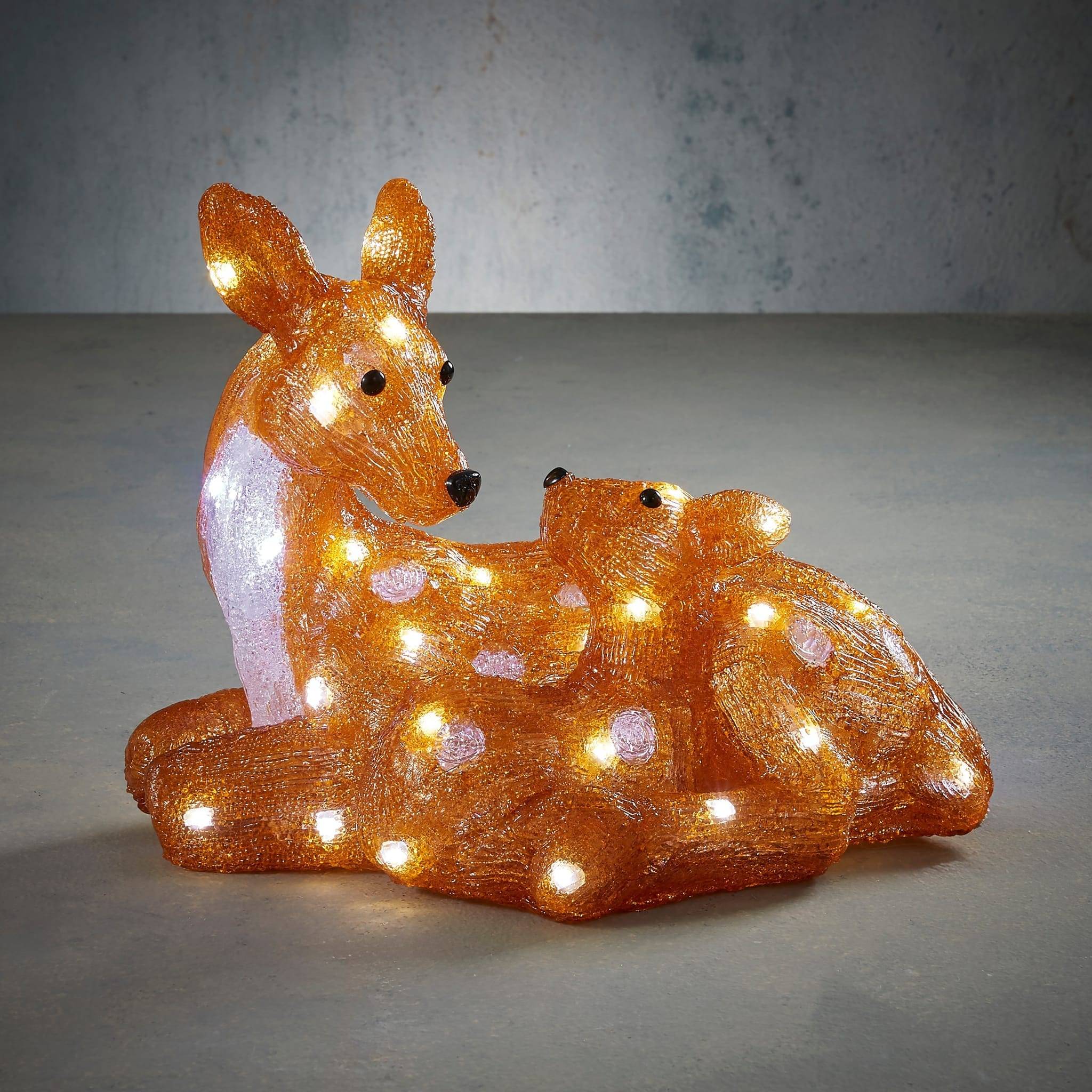 Luca Lighting - Cerf acrylique marron blanc LED - L. 37 x l. 23 x H. 27 cm