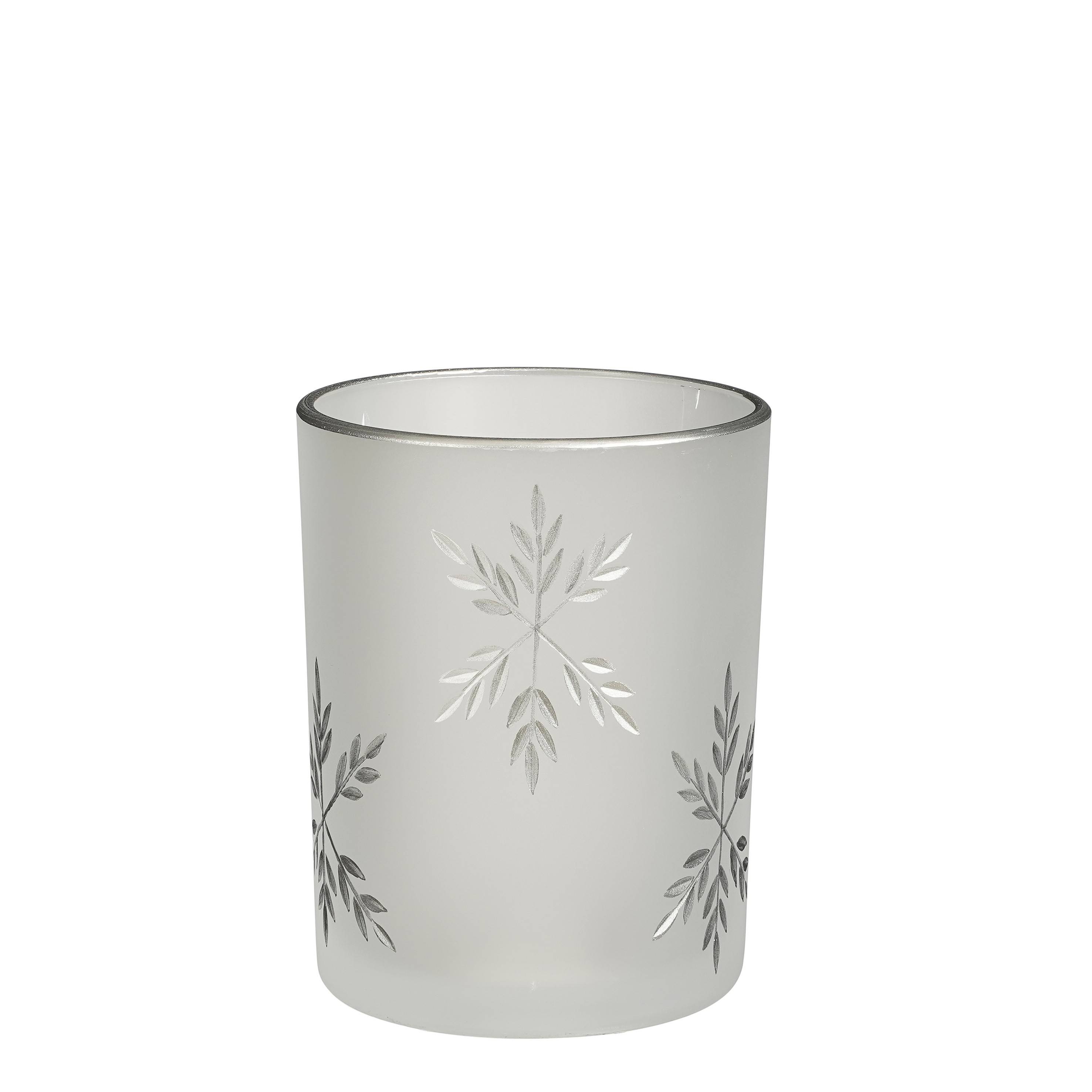 House of Seasons - Porte-bougie flocon neige argent - Ø 10 x H. 12,5 cm