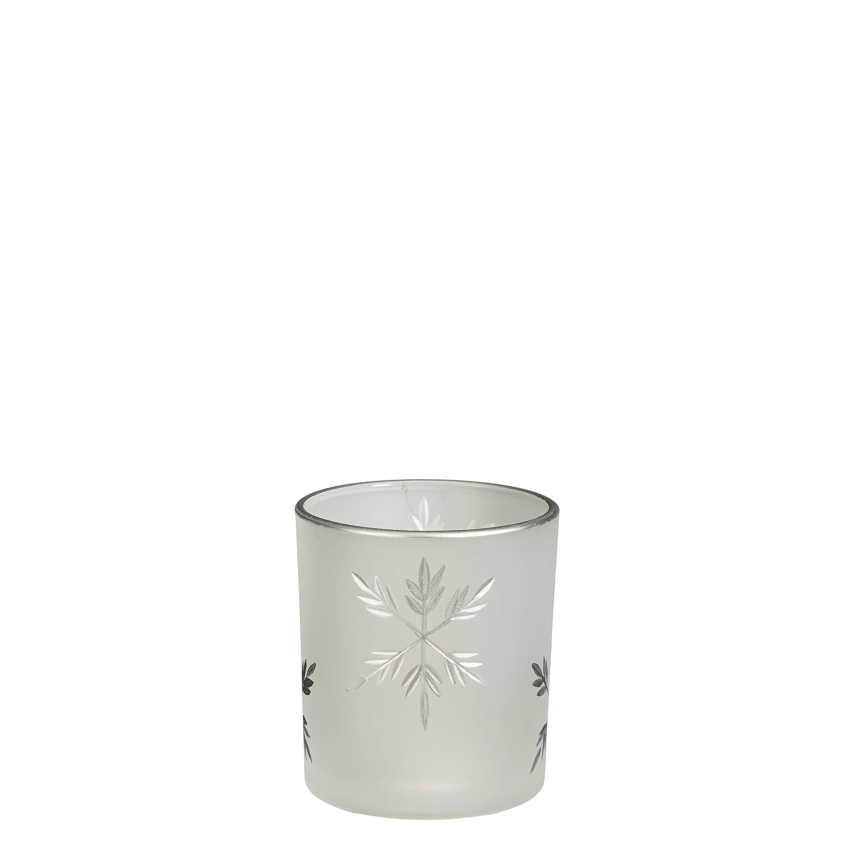 House of Seasons - Porte-bougie flocon neige argent - Ø 7 x H. 8 cm