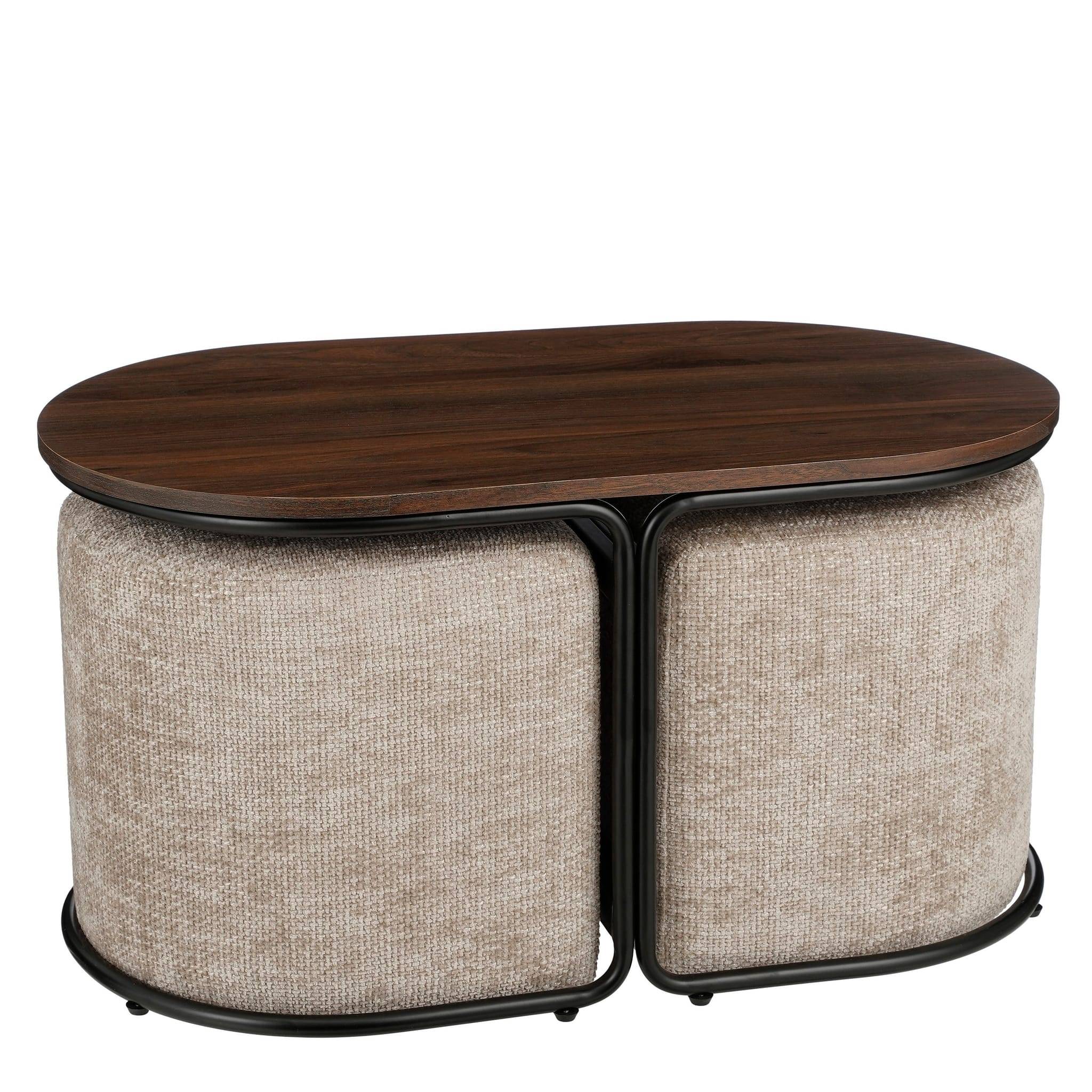 Mica Decorations - Mesa de centro con puf - L. 79 x l. 45 x H. 41 cm
