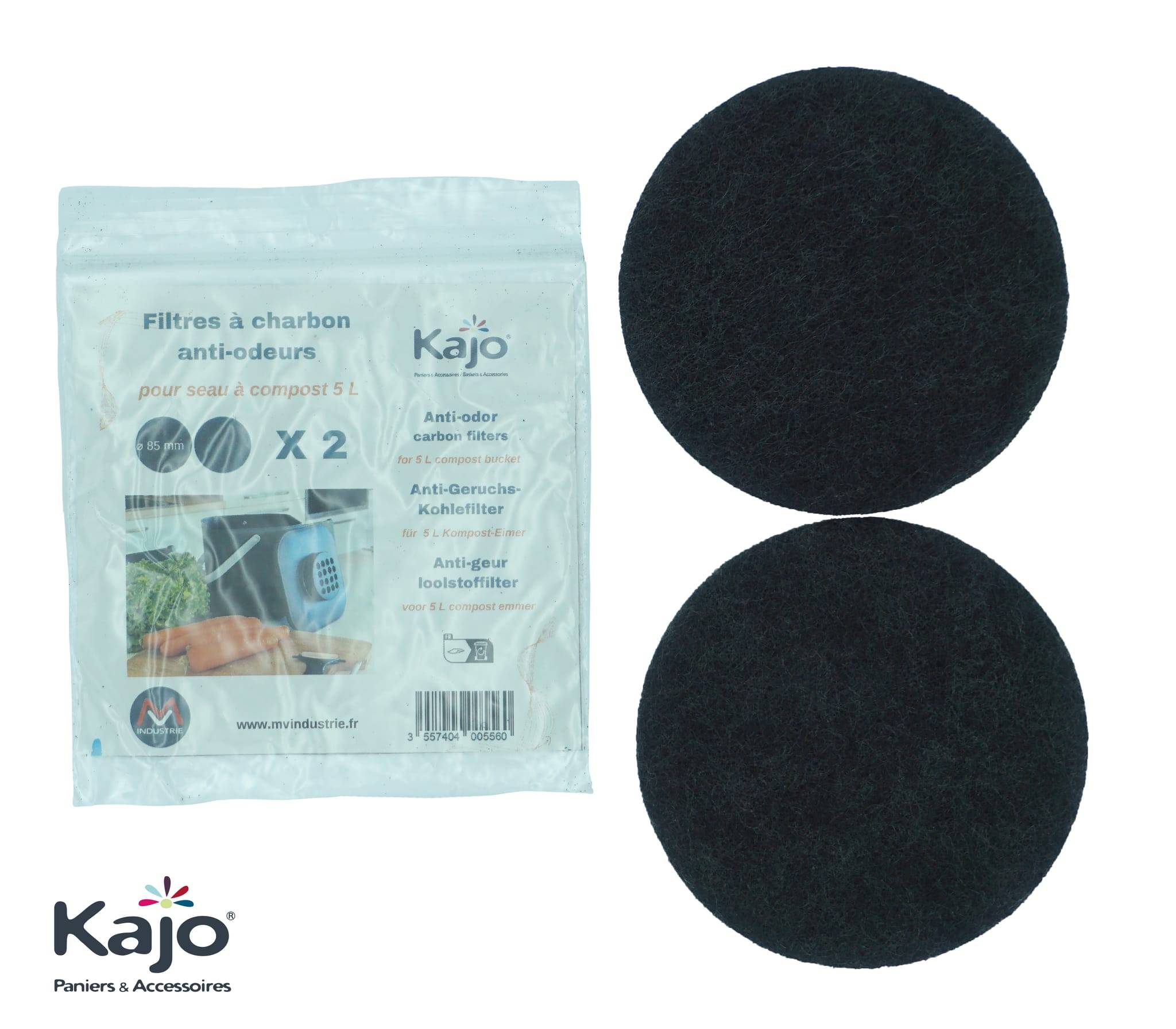 Kajo - Lot de 2 filtres pour seau à compost 5L