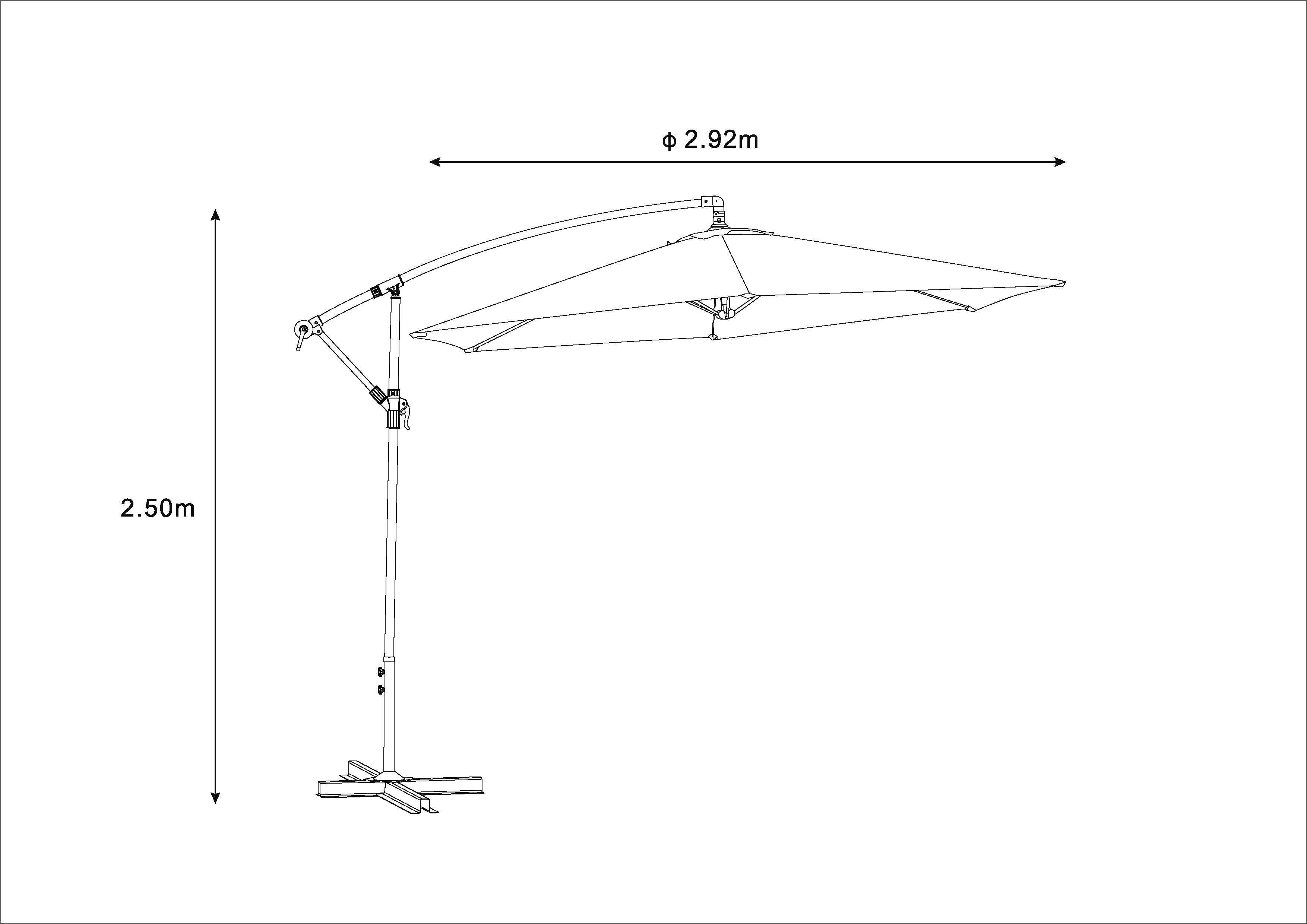 Ecloz - Parasol déporté inclinable gris rond Ø3m 210g/m² Eros ECLOZ - Image 6