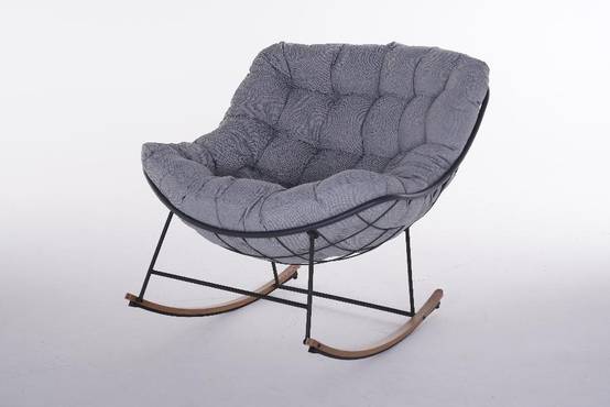 Ecloz - Chaise à bascule de jardin acier gris effet bois Ethan ECLOZ - Image 1
