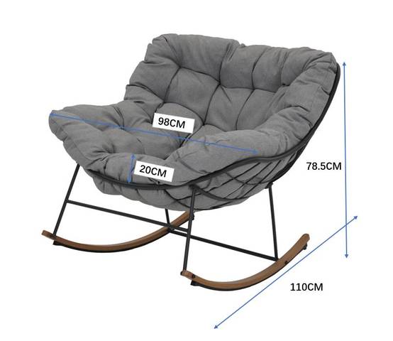 Ecloz - Chaise à bascule de jardin acier gris effet bois Ethan ECLOZ - Image 8