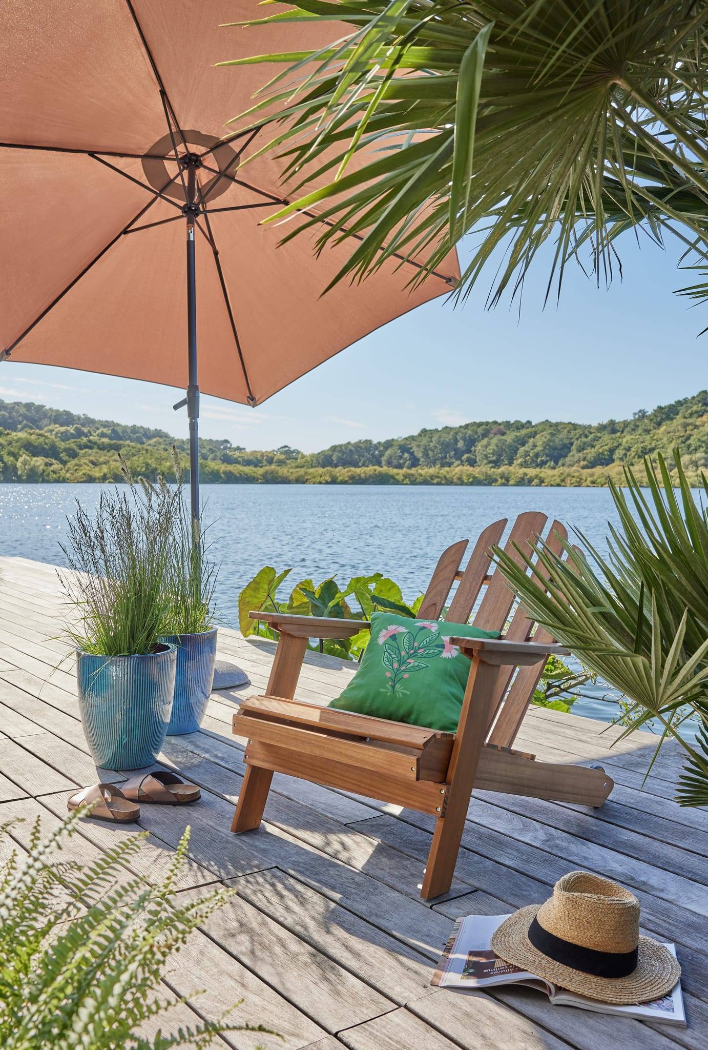 Ecloz - Parasol droit inclinable rond taupe Ø3m 210g/m² Evan ECLOZ - Imagen 3
