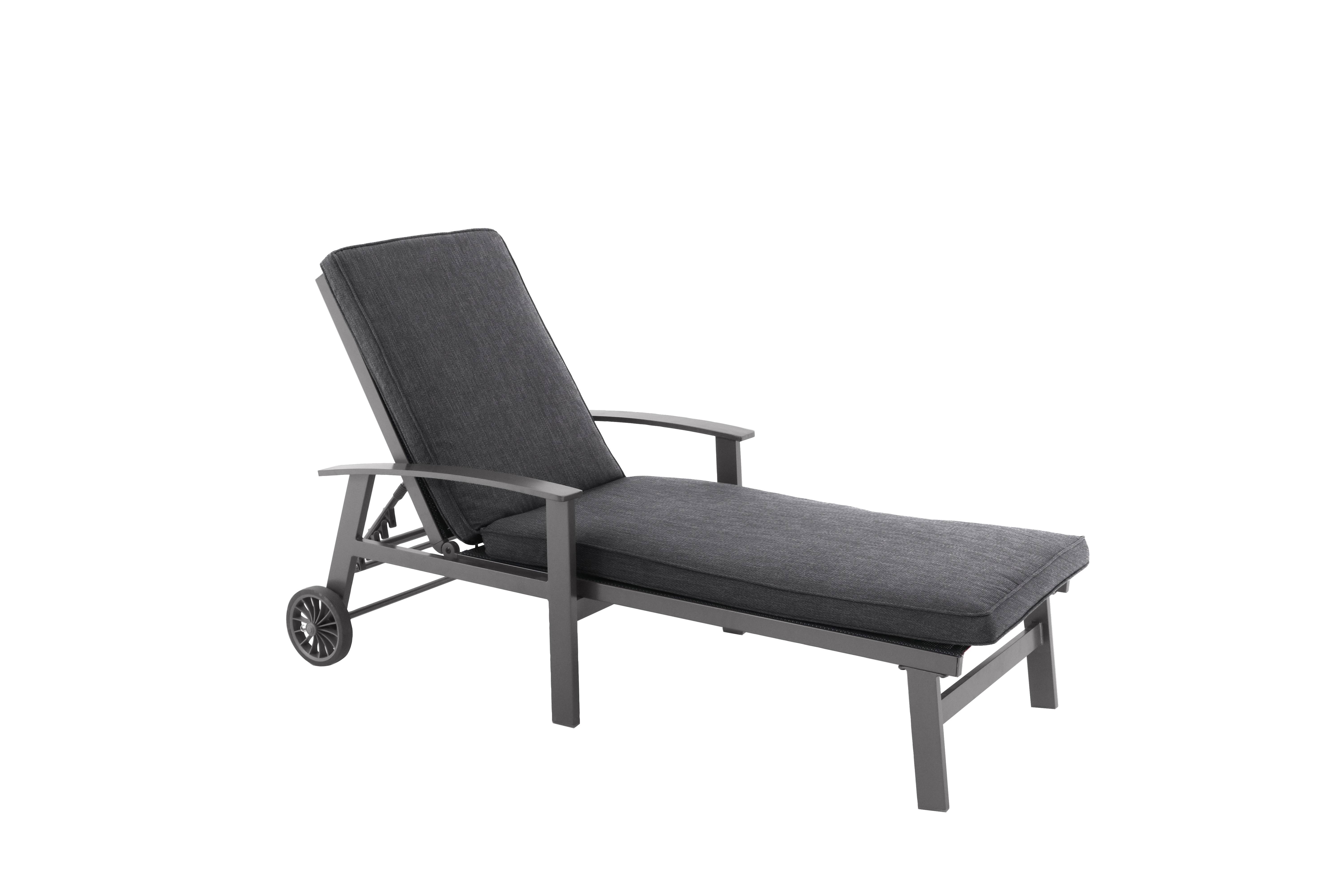 Ecloz - Bain de soleil à roulettes et dossier réglable alu avec accoudoir effet bois gris Epsilon - ECLOZ