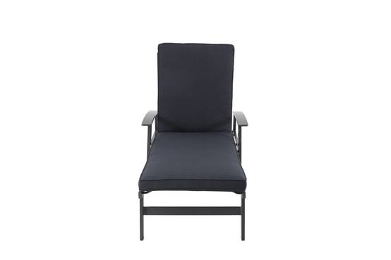 Ecloz - Bain de soleil à roulettes et dossier réglable alu avec accoudoir effet bois gris Epsilon - ECLOZ - Image 2
