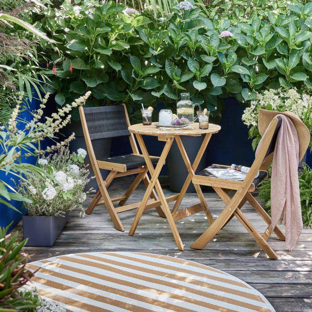 Ecloz - Salon de jardin pliable bois 2 personnes Esmee ECLOZ - Imagen 1