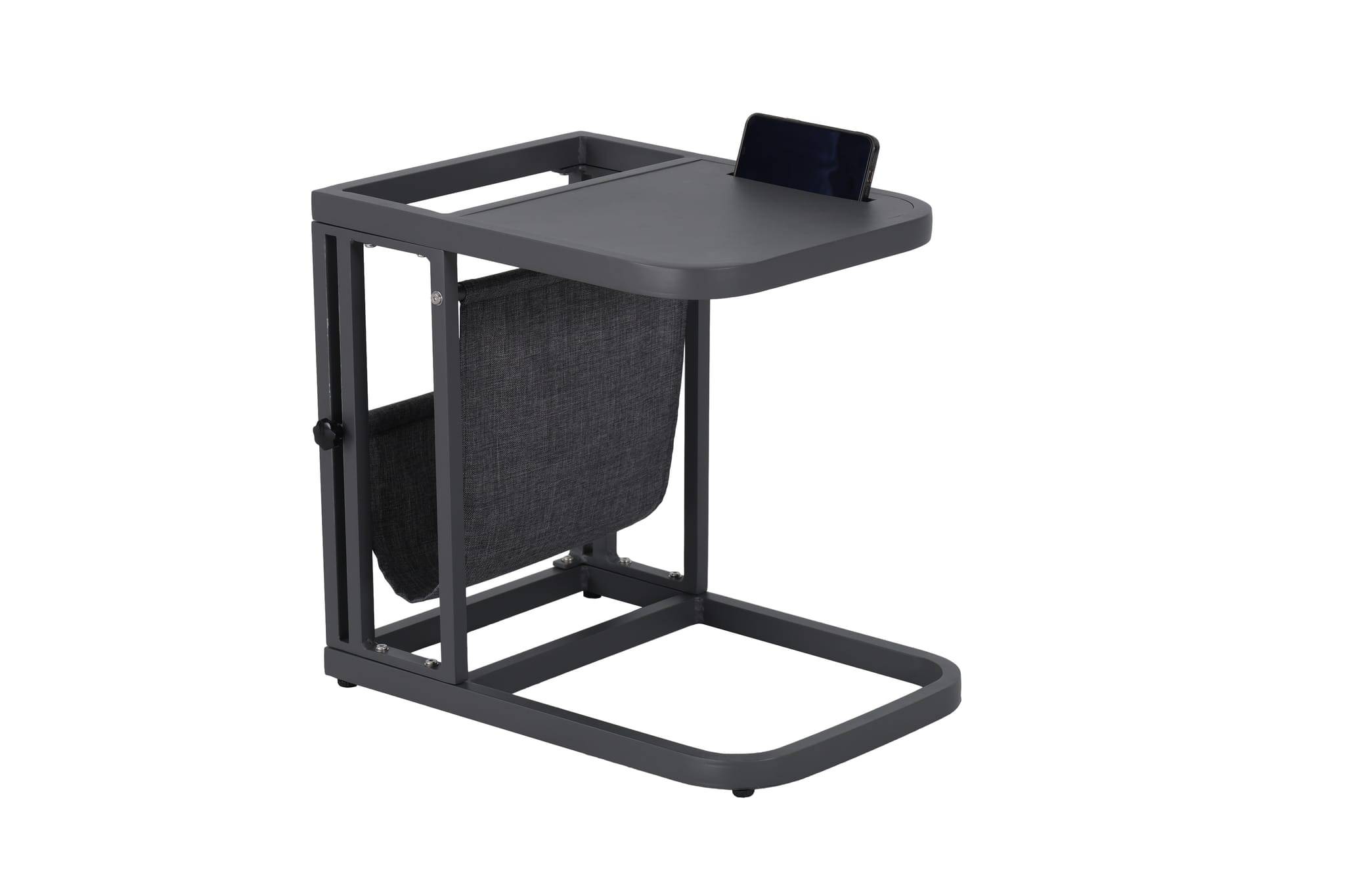 Ecloz - Table d'appoint d'extérieur avec porte-revue alu polyester anthracite Esra ECLOZ