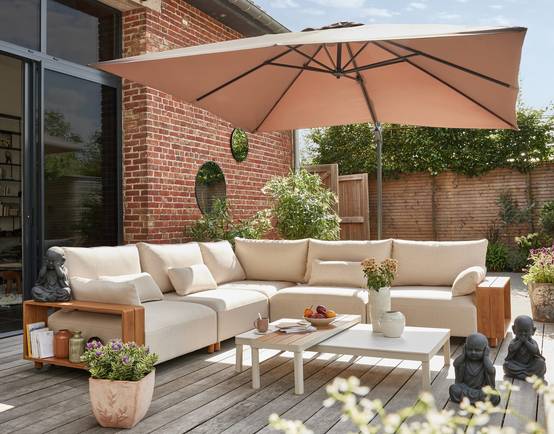 Ecloz - Parasol déporté inclinable carré taupe 3x3m 250g/m² Eloi - ECLOZ - Image 2
