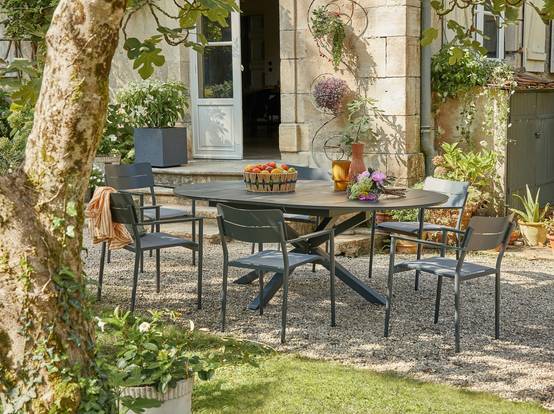 Ecloz - Table de jardin ronde extensible alu anthracite 6/8 personnes Ery ECLOZ - Image 8