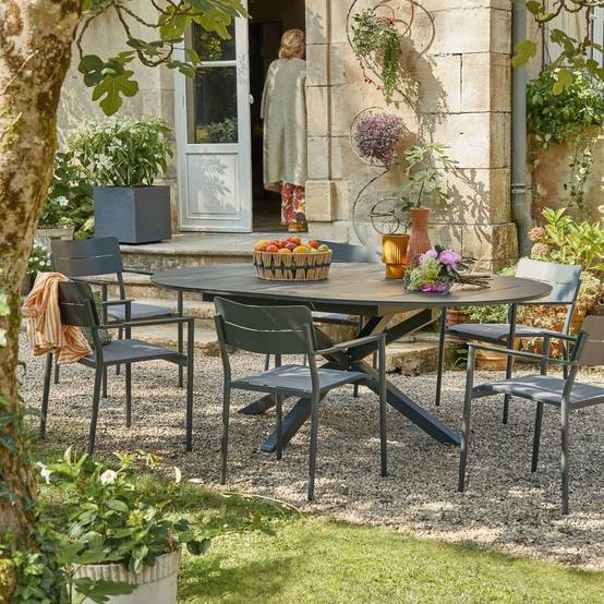 Ecloz - Table de jardin ronde extensible alu anthracite 6/8 personnes Ery ECLOZ - Image 9