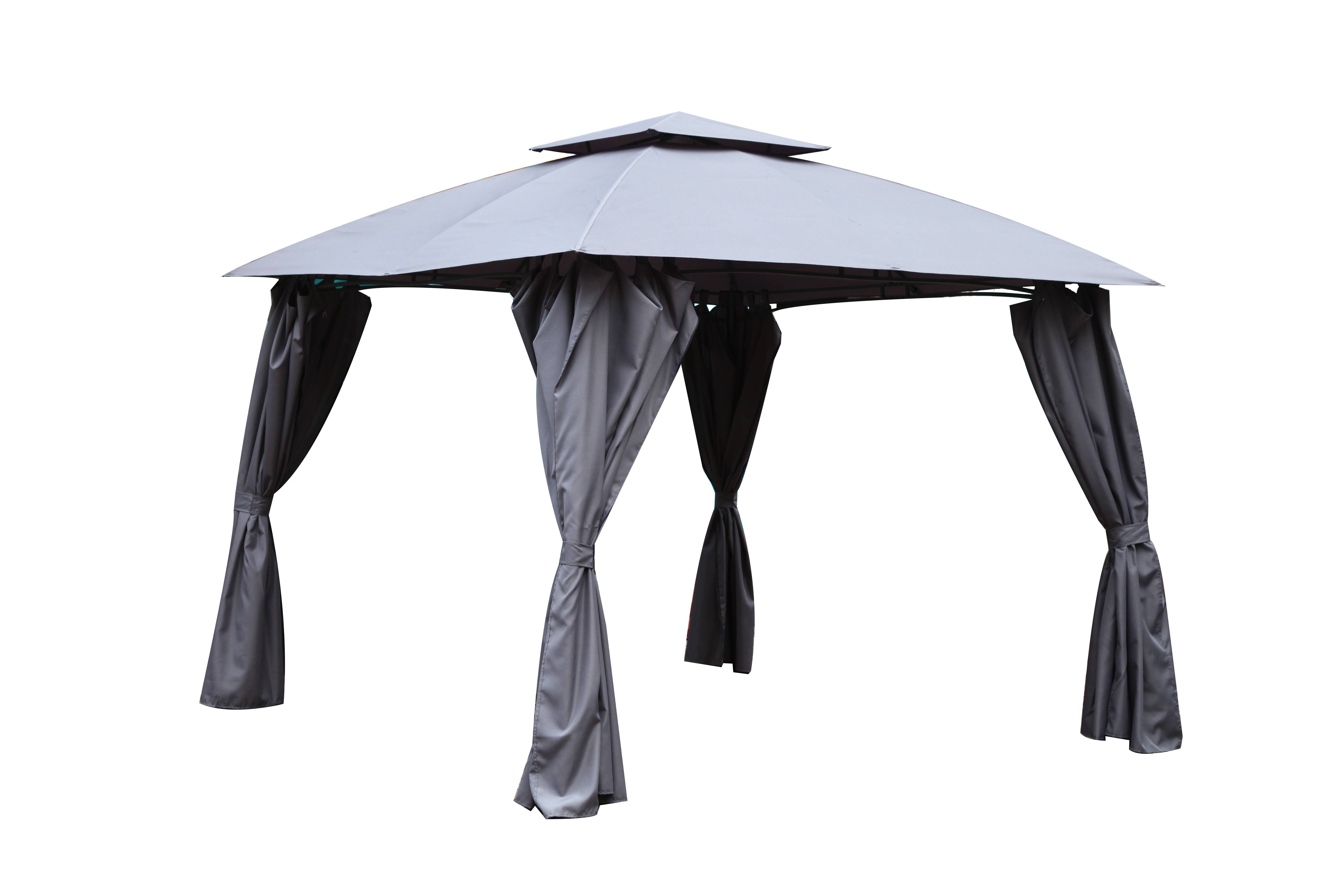 Ecloz - Tonnelle 3x3m avec rideaux acier polyester anthracite ECLOZ - Image 4