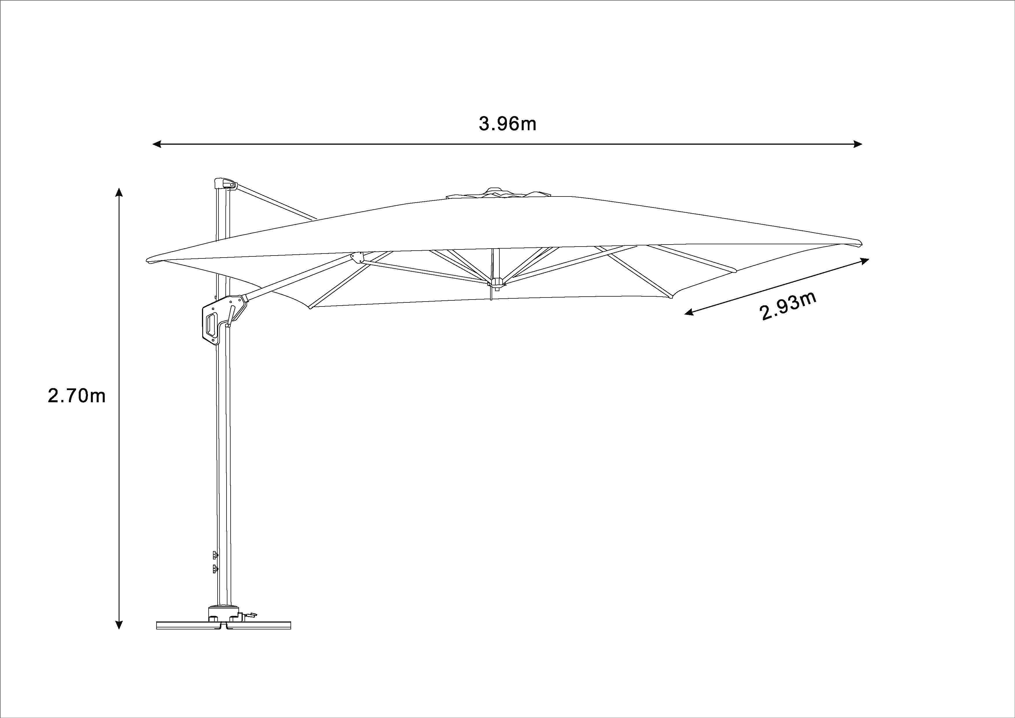 Ecloz - Parasol déport inclinable rectangle gris 3x4m 210g/m² Ezio ECLOZ - Image 2