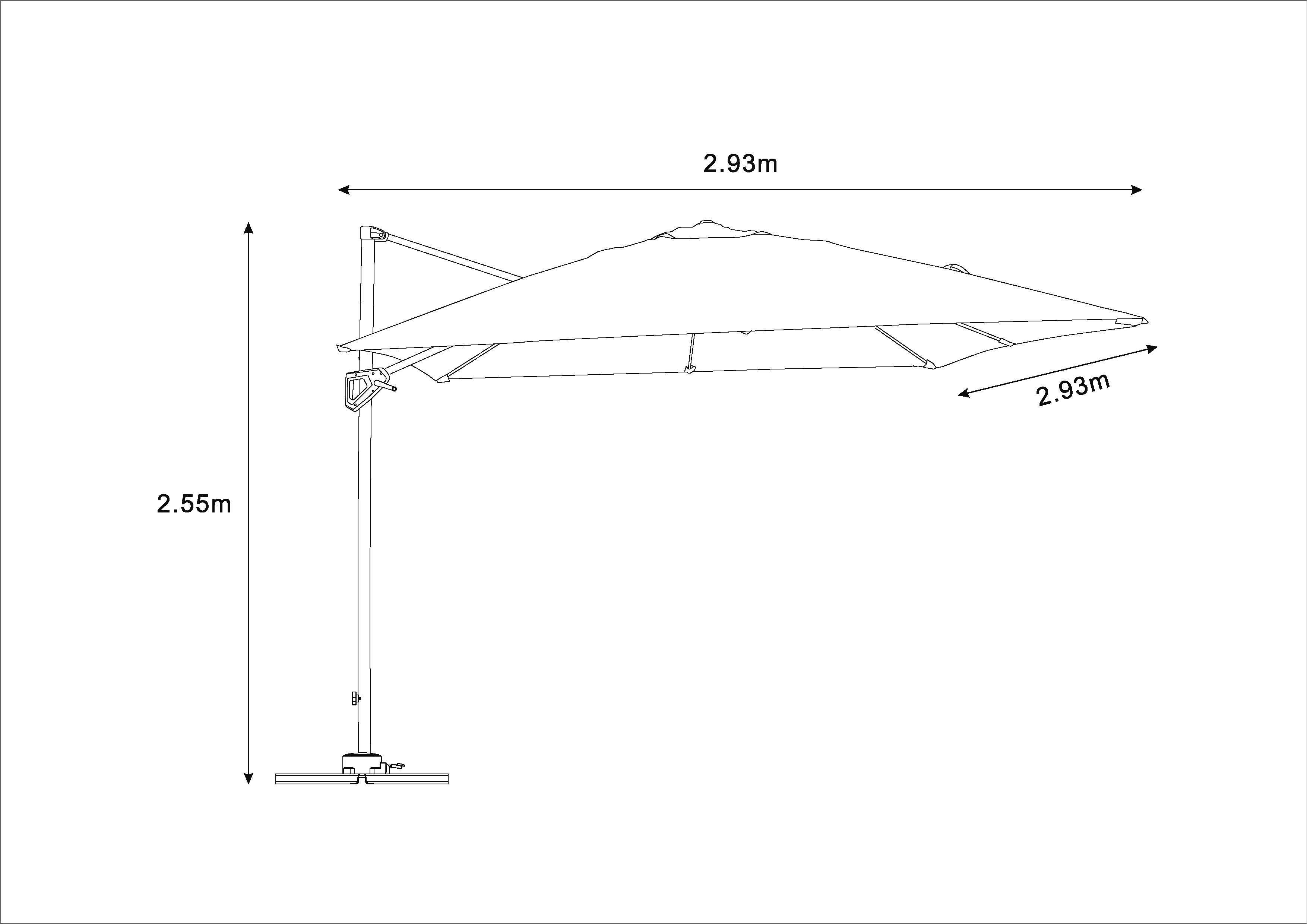 Ecloz - Parasol desplazado inclinable cuadrado gris 3x3m 250g/m² Eloi - ECLOZ - Imagen 2