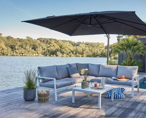 Ecloz - Parasol déporté inclinable rectangle gris chiné 3x4m 220g/m² Egor ECLOZ - Image 2