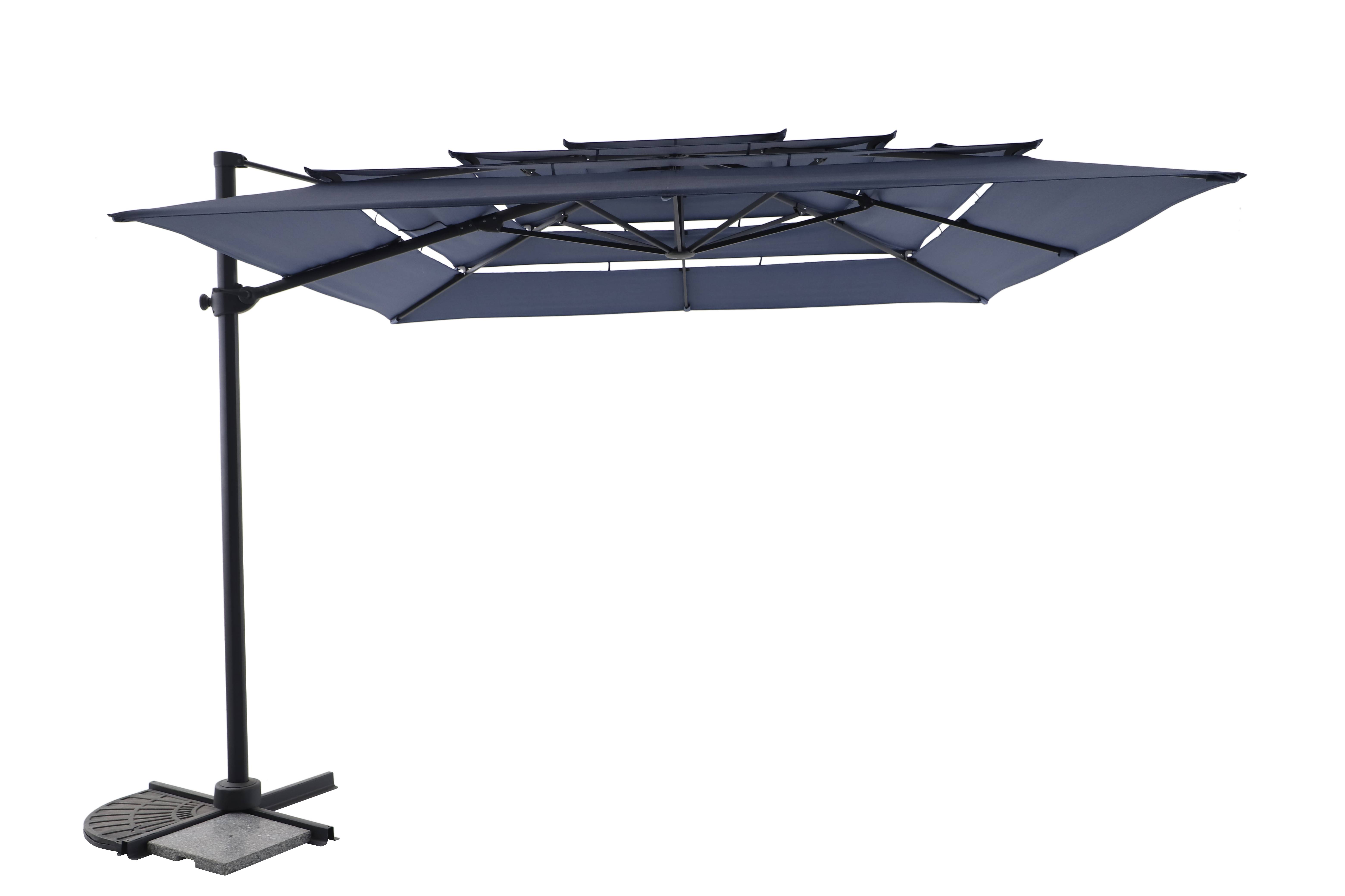 Ecloz - Parasol déporté grand vent carré gris chiné 3x3m 220g/m² Eole ECLOZ