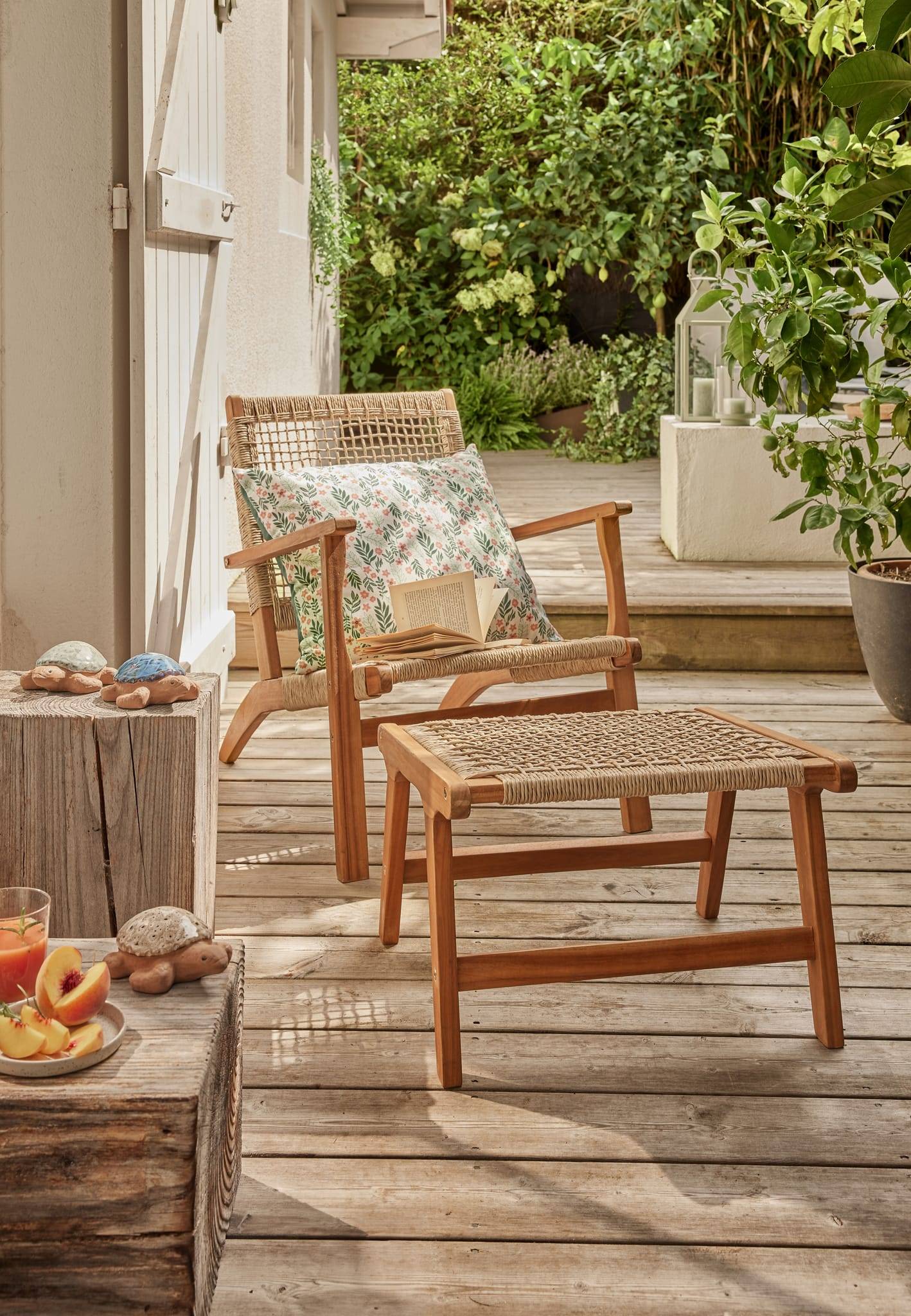 Ecloz - Fauteuil de jardin acacia repose-pieds Esteban ECLOZ - Imagen 8