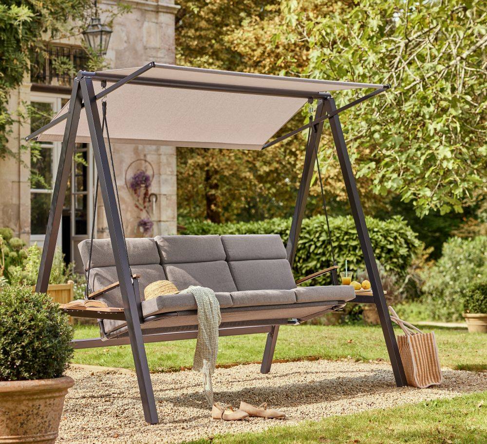 Ecloz - Balancelle de jardin avec auvent bois et alu 3 personnes Emilie - ECLOZ - Imagen 1