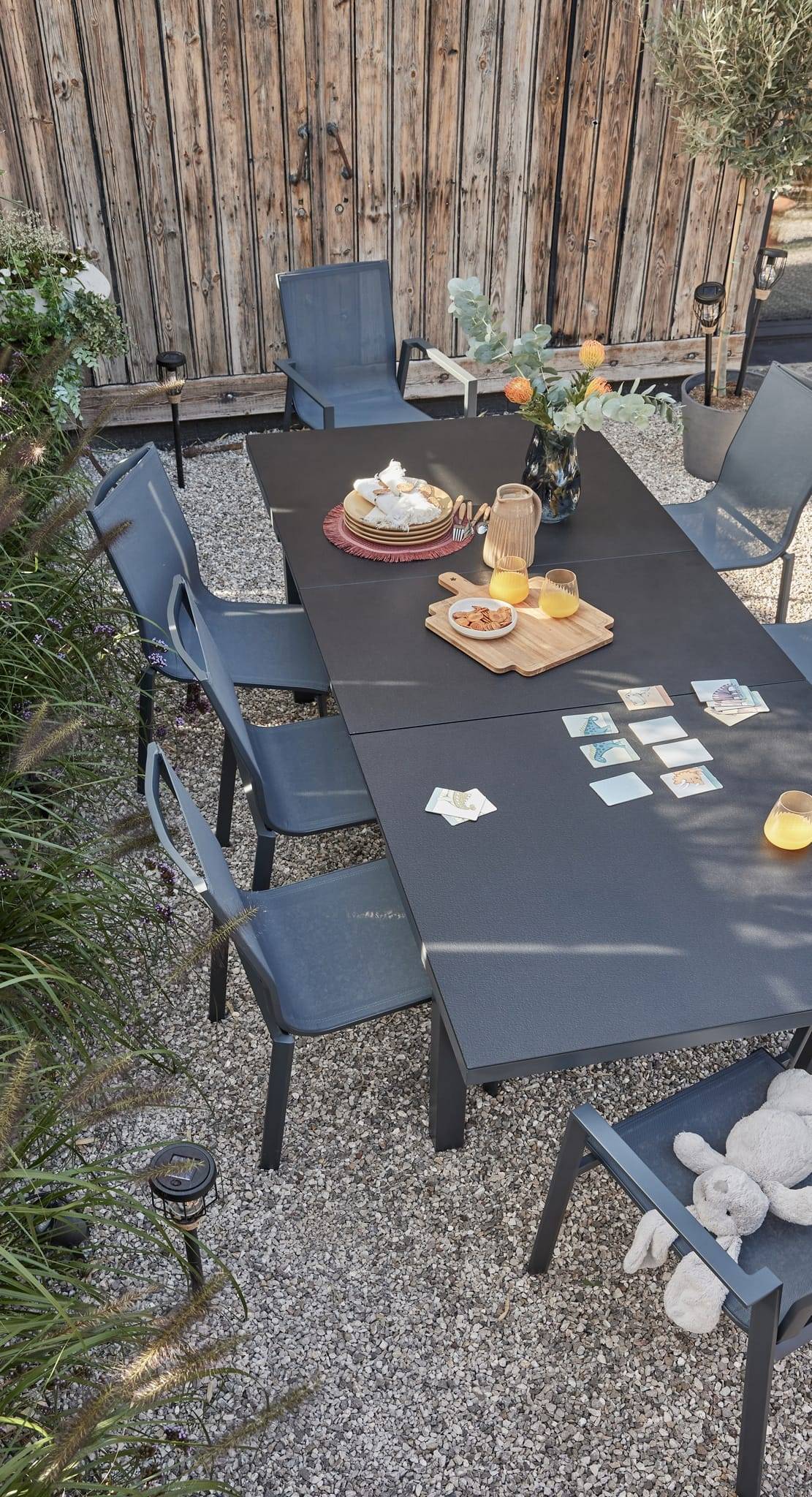 Ecloz - Table de jardin rectangulaire extensible céramique anthracite 6/8 personnes Elita ECLOZ - Imagen 6