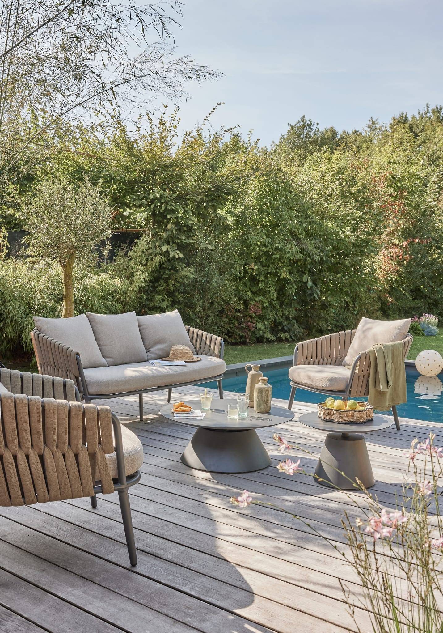 Ecloz - Salon de jardin aluminium gris 5 personnes Elisabeth ECLOZ - Imagen 3