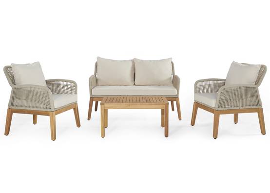 Ecloz - Salon de jardin acacia taupe 4 personnes Emma