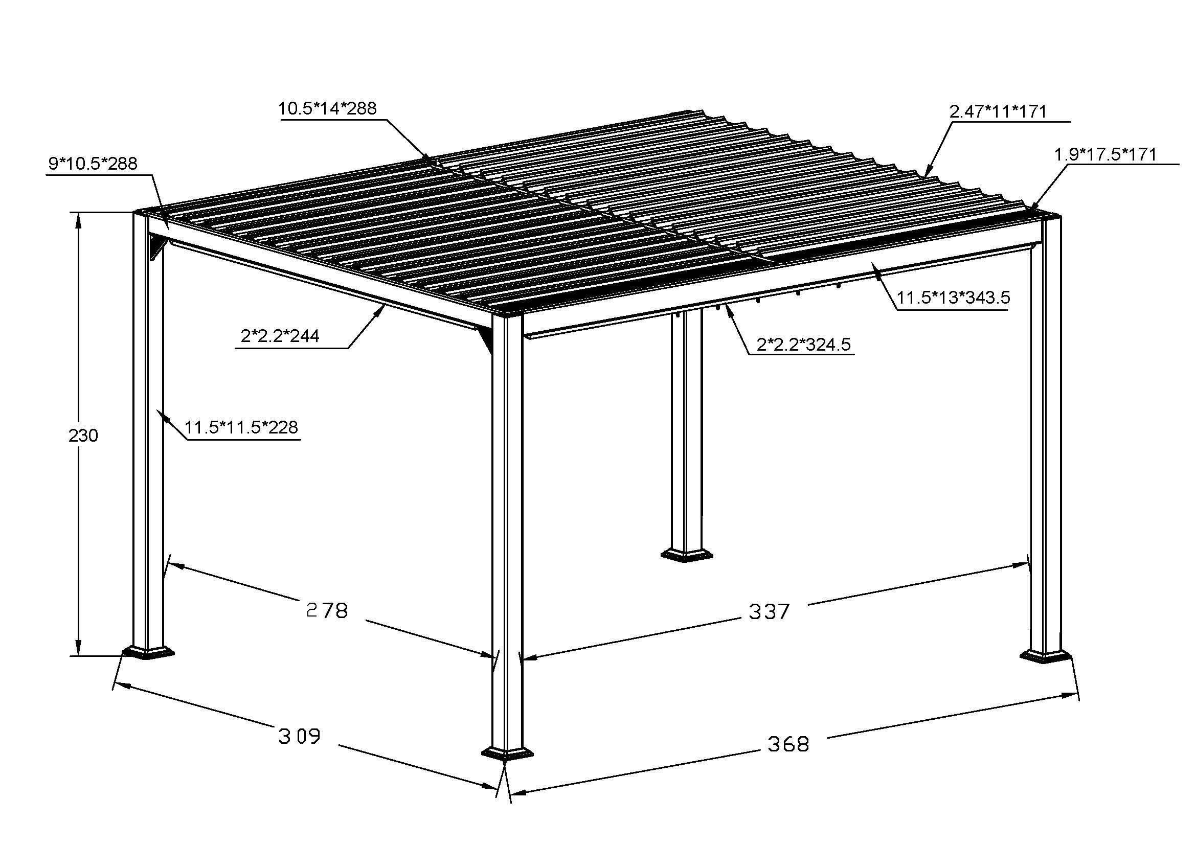 Ecloz - Pergola bioclimatique 3x3,6m aluminium anthracite ECLOZ - Imagen 5